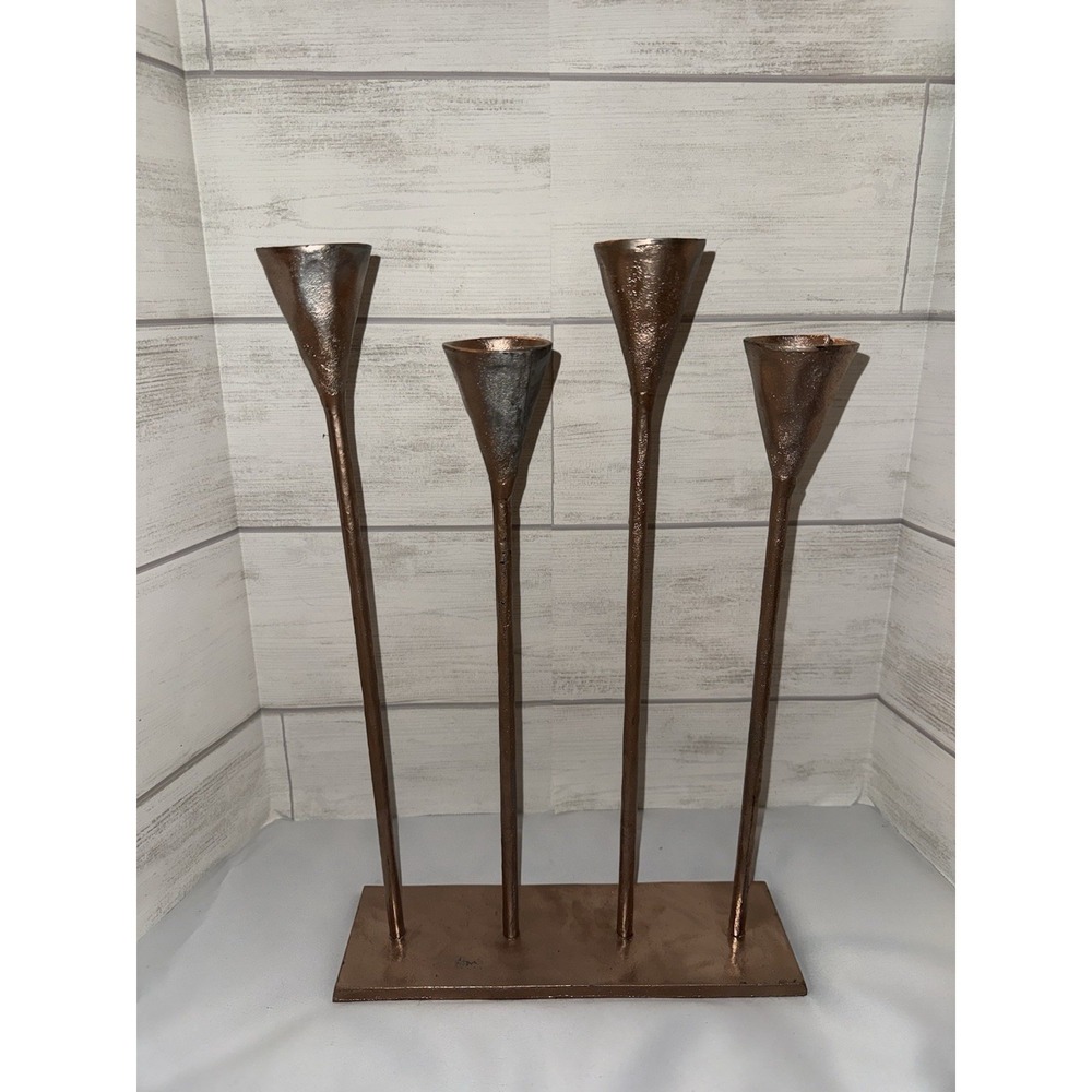 Pottery Barn Petaluma Brutalist Candle Holder 18" & 16" Tall 4 Candles